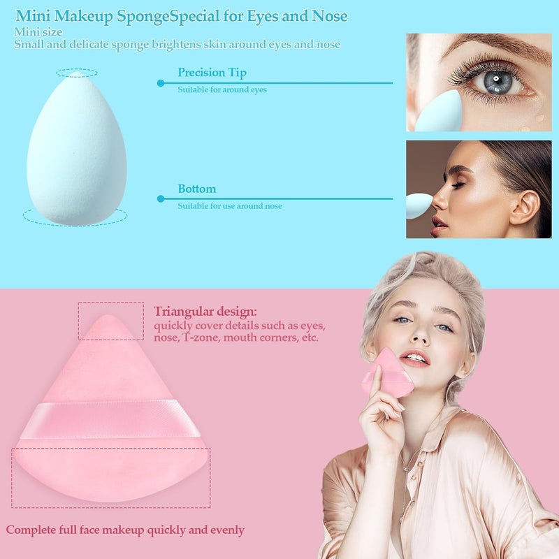 AuraRay 14 Pcs Makeup Sponge Set,Beauty Sponges Blender with 4 Pcs Powder Puff and 4 Pcs Mini Make up Sponges Birthday Gift,Mother's Day Gift for Women Liquid,Foundation,Powder,Concealer,Cream(Colorful) - Image 3